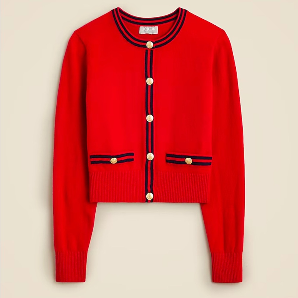 J.CREW Cashmere sweater lady jacket with contrast trim (Size M)